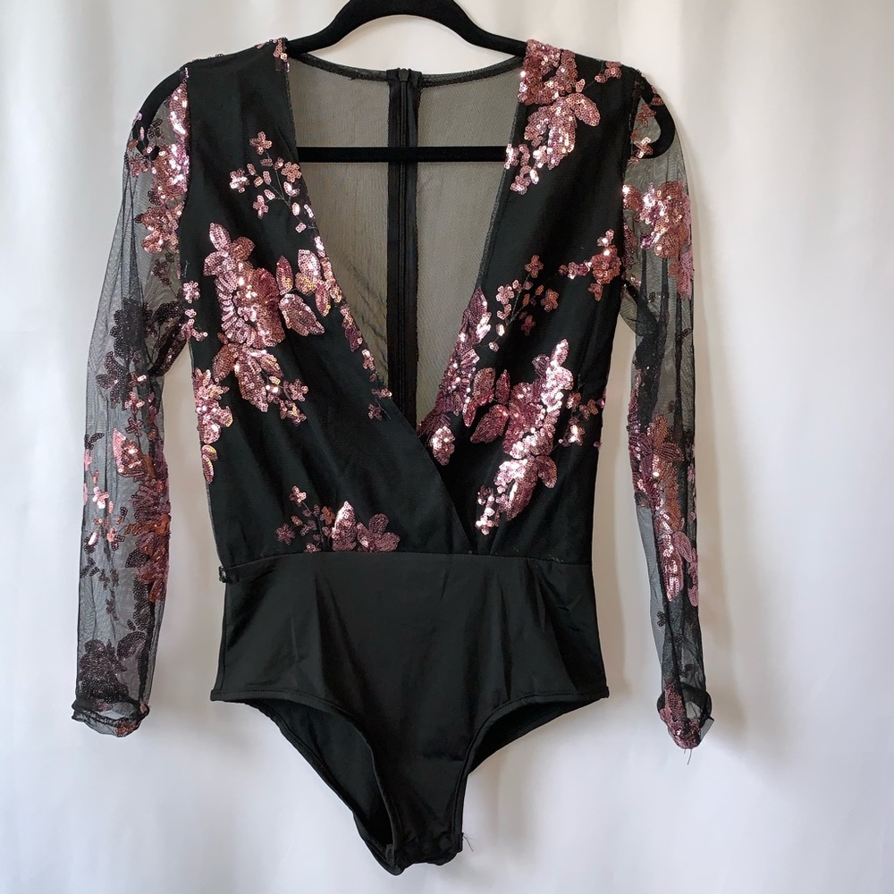 Black with Pink Detail Bodysuit